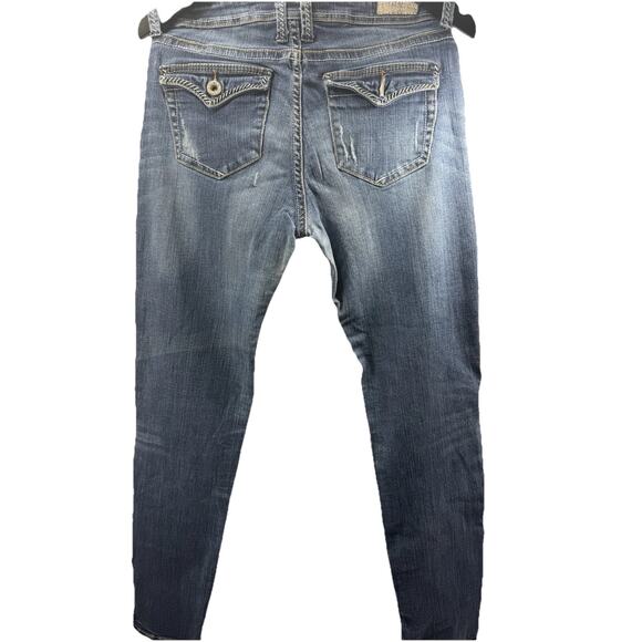 Itzme Premium Women’s Jeans Size 11 Stretch Blue Distressed Flap Pocket Straight - Picture 3 of 16